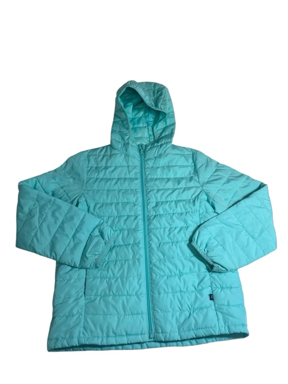 GAP aqua hooded mid weight puffer coat jacket girls large